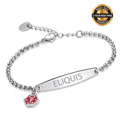 Women's Eliquis Medical Alert Bracelet
