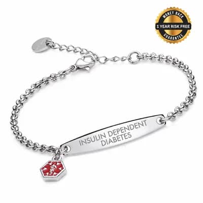 Women's Insulin Dependent Diabetes Medical Alert Bracelet