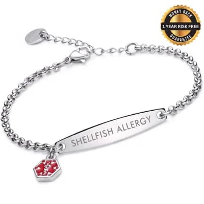 Women's Shellfish Allergy Medical Alert Bracelet