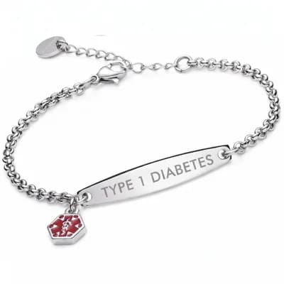 Women's Type 1 Diabetes Medical Alert Bracelet
