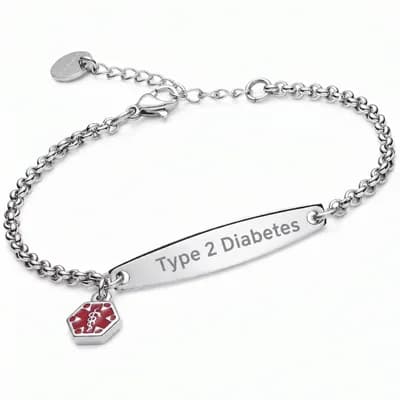 Women's Type 2 Diabetes Medical Alert Bracelet